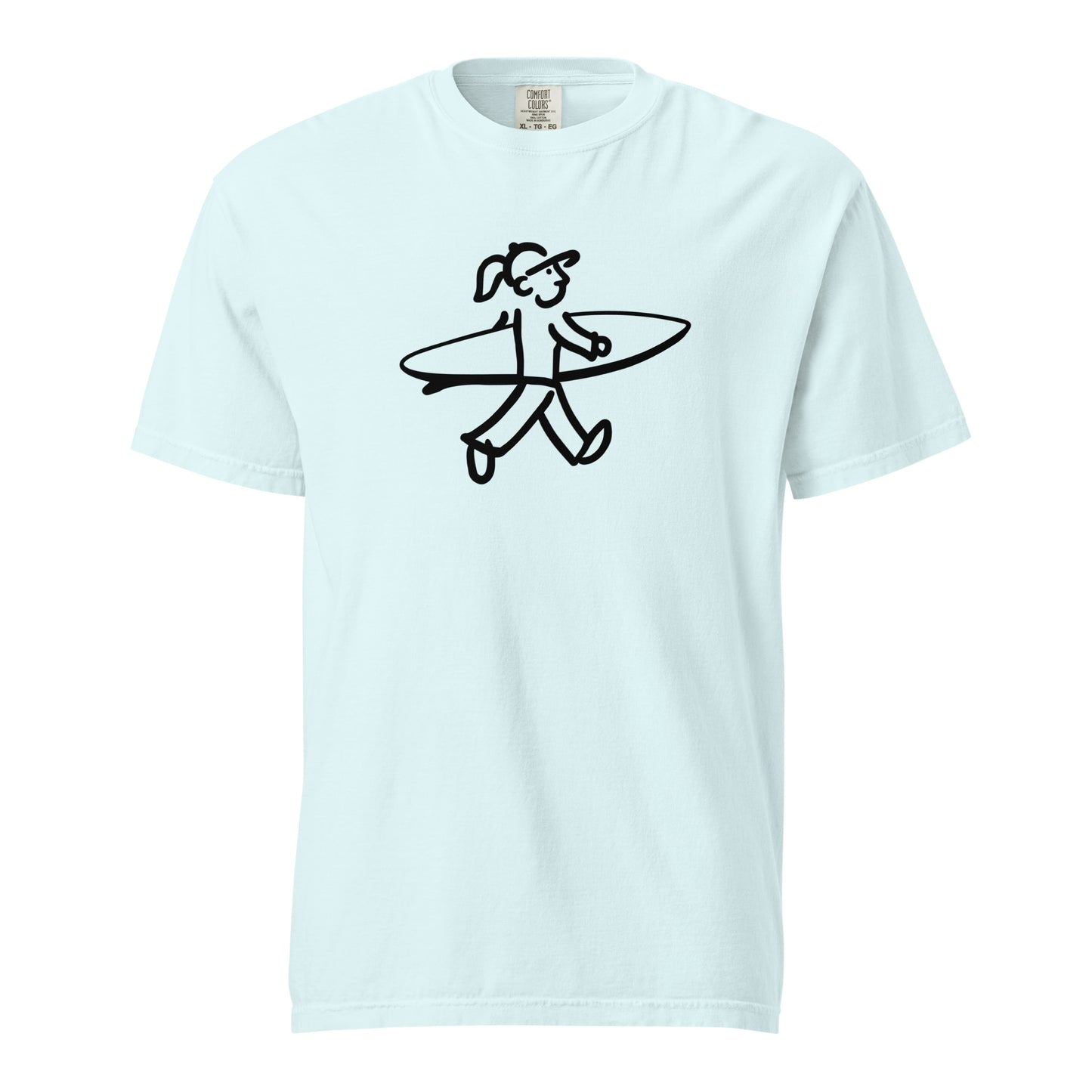 Walking Woman goes Surfing Black - Unisex Garment-Dyed Heavyweight T-Shirt