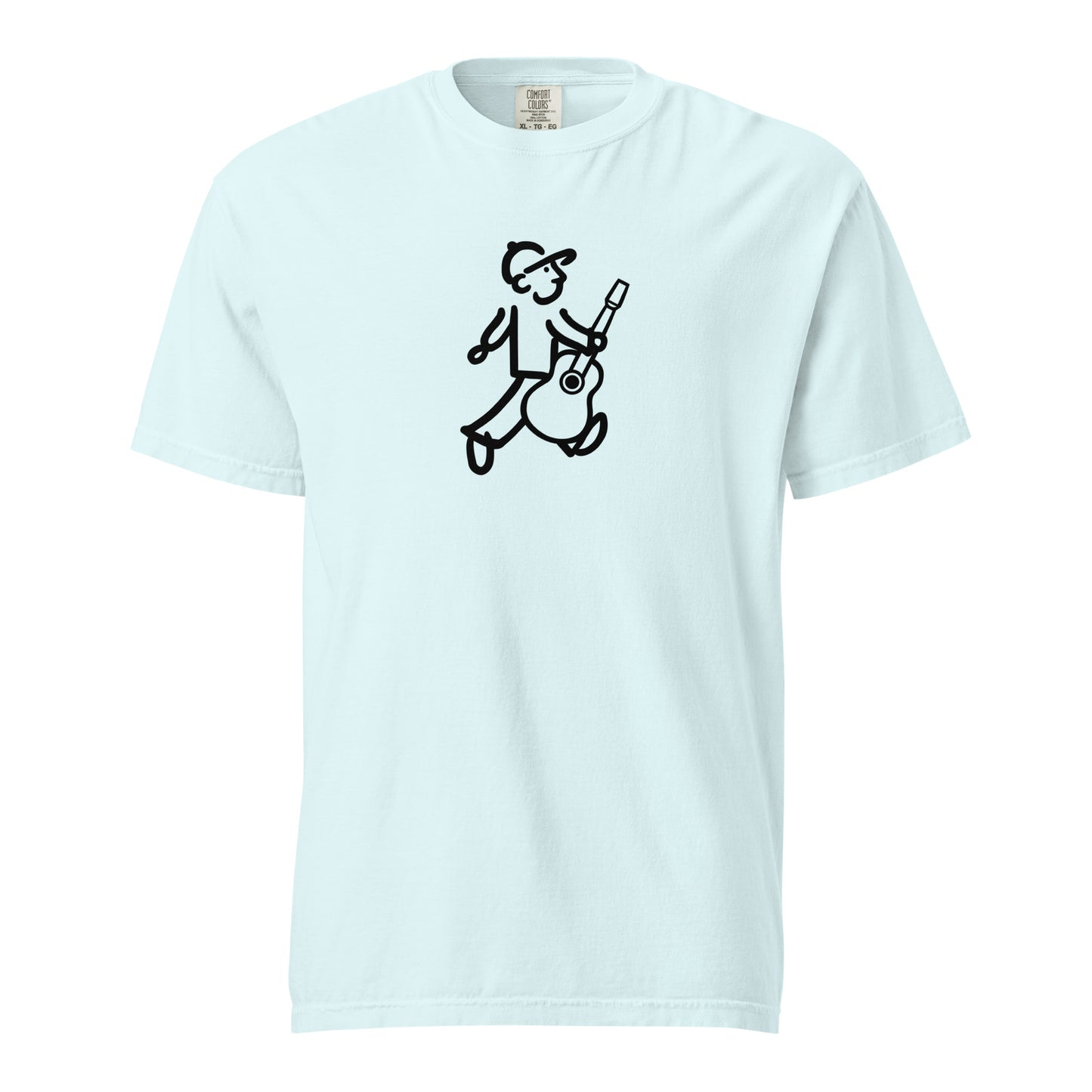 Walking Man plays the Guitar Black - Unisex Garment-Dyed Heavyweight T-Shirt