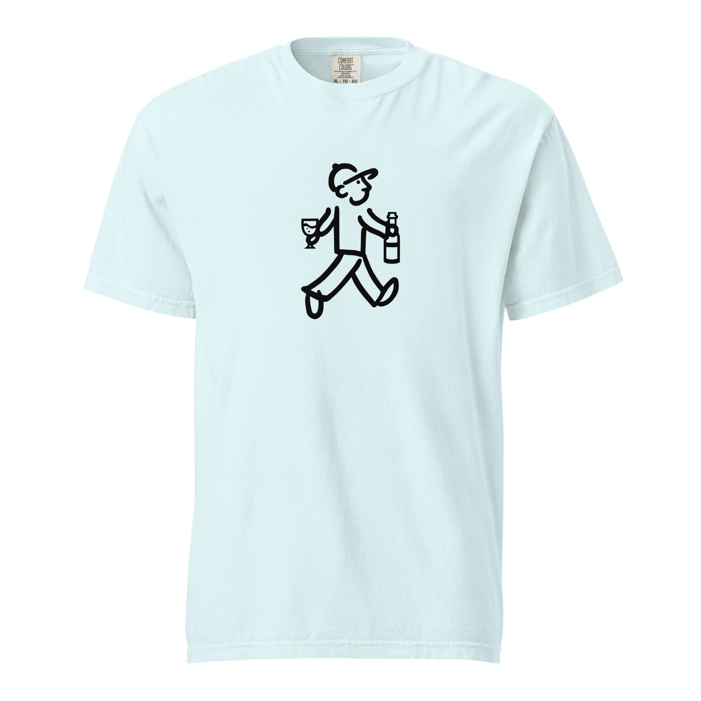 Walking Man goes Wine Tasting Black - Unisex Garment-Dyed Heavyweight T-Shirt