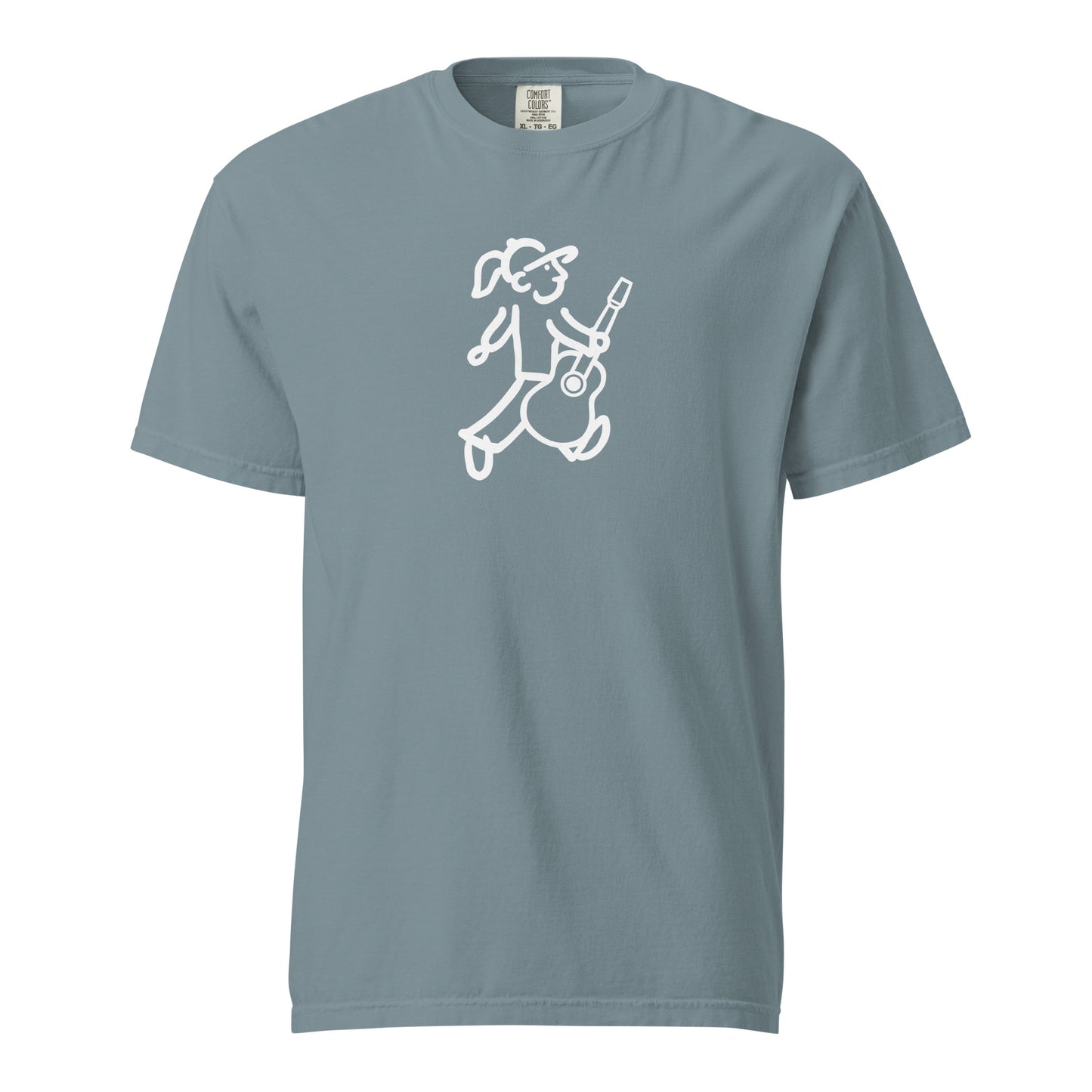 Walking Woman Plays the Guitar White - Unisex Garment-Dyed Heavyweight T-Shirt