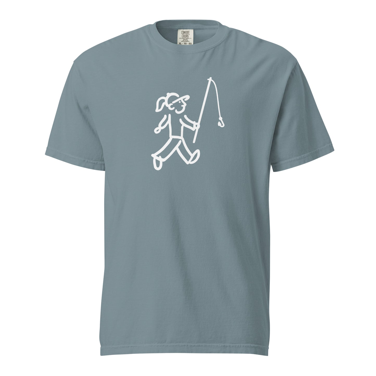Walking Woman goes Fishing White - Unisex Garment-Dyed Heavyweight T-Shirt
