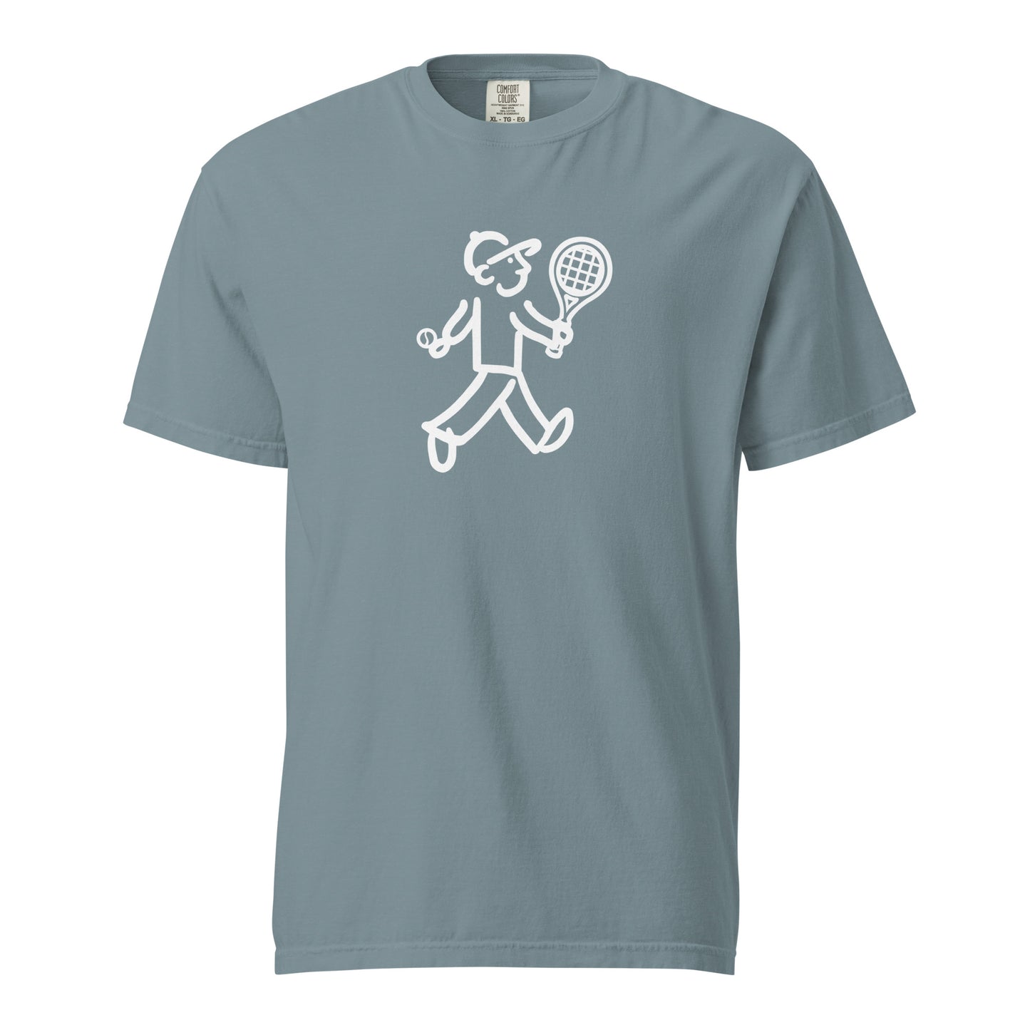 Walking Man plays Tennis White - Unisex Garment-Dyed Heavyweight T-Shirt