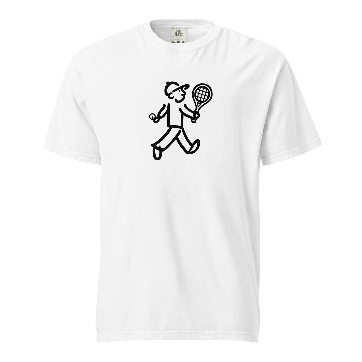Walking Man plays Tennis Black - Unisex Garment-Dyed Heavyweight T-Shirt