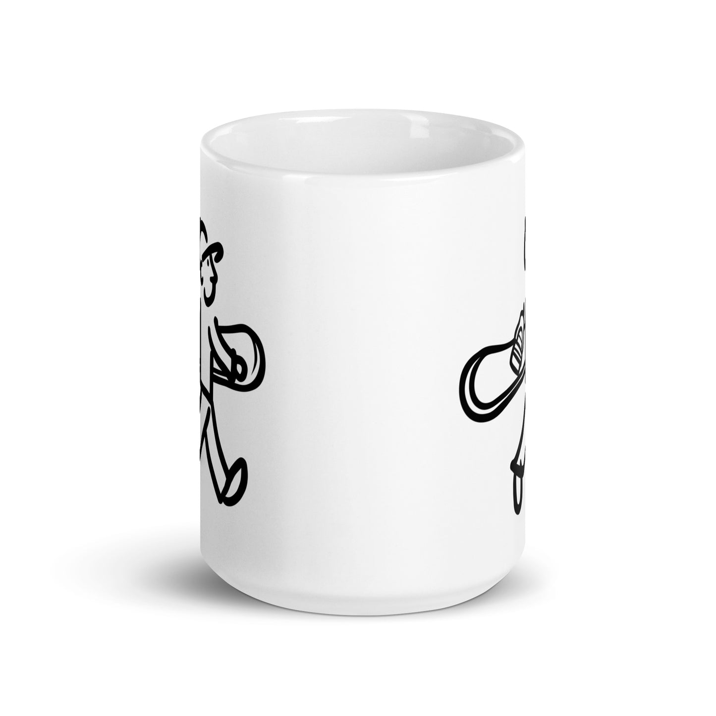 Walking Man goes Snowboarding Coffee Mug - White Glossy Mug