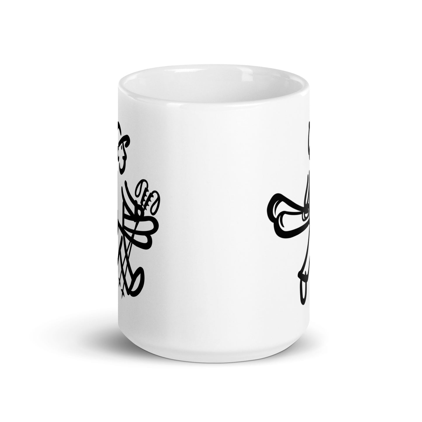 Walking Man goes Skiing Coffee Mug - White Glossy Mug