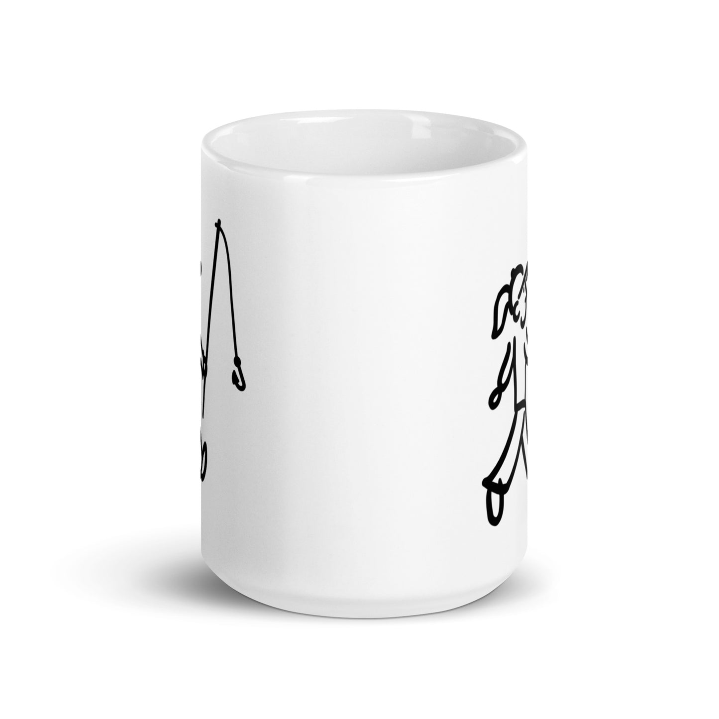 Walking Woman goes Fishing Coffee Mug - White Glossy Mug