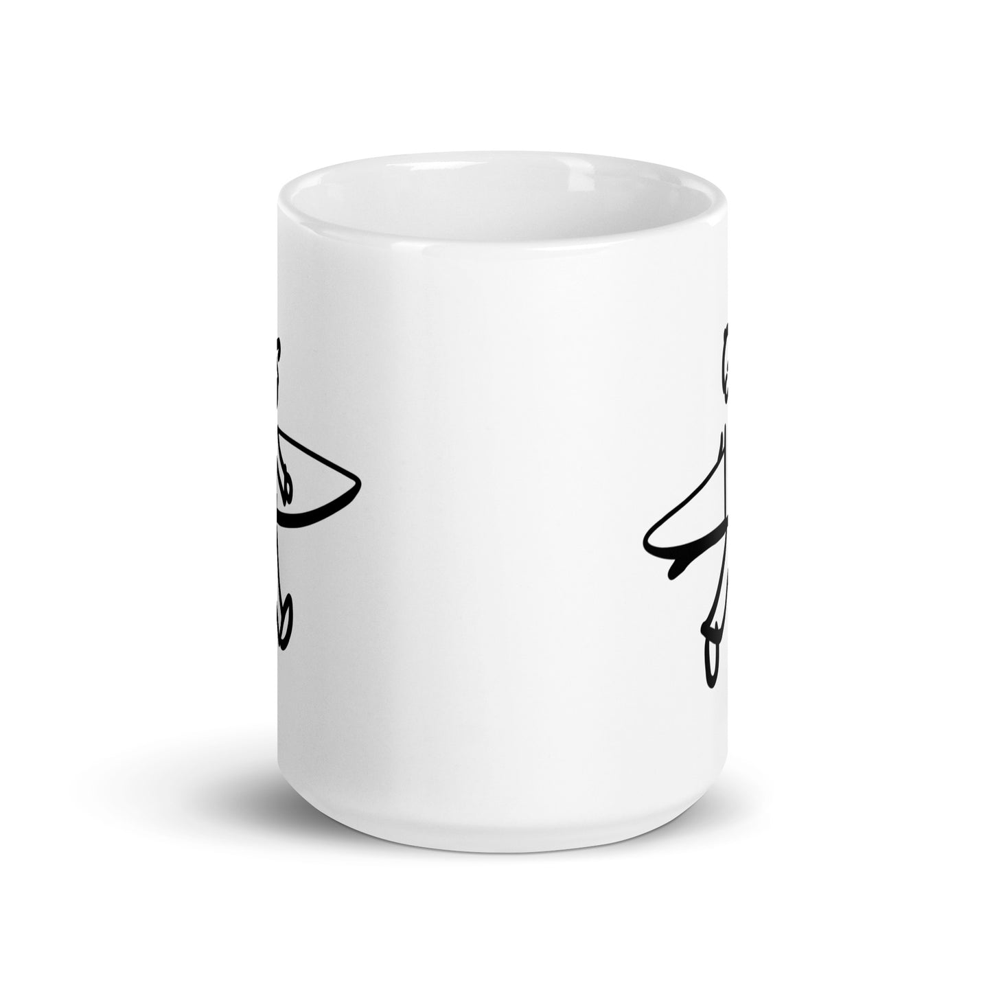 Walking Man Goes Surfing - White glossy mug