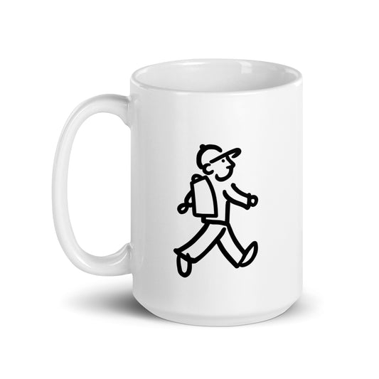 Walking Man takes a Hike Coffee Mug - White Glossy Mug