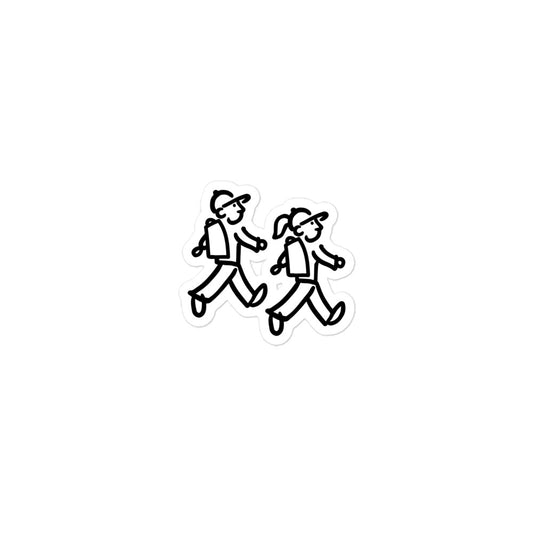 Walking Man and Walking Woman Take A Hike - Bubble-free Stickers