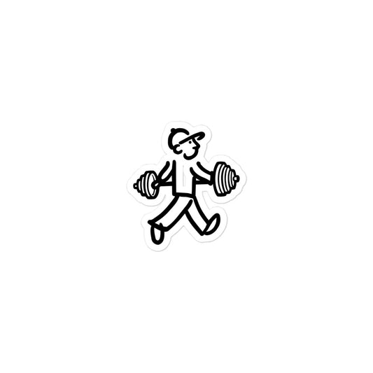 Walking Man Lifts Weights - Bubble-free Stickers