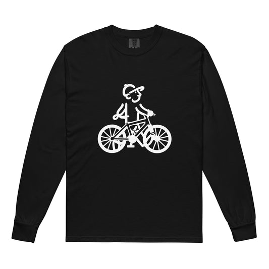 Walking Man take a Ride White - Garment-Dyed Heavyweight Long-Sleeve T-Shirt