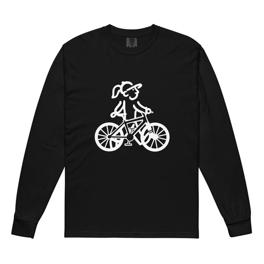 Walking Woman take a Ride White - Garment-Dyed Heavyweight Long-Sleeve T-Shirt