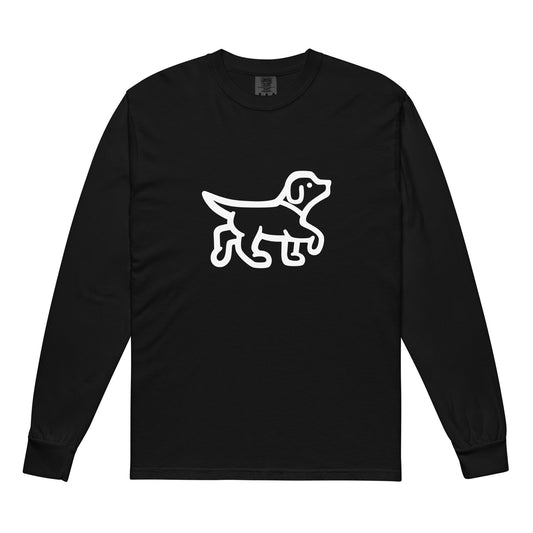 Walking Dog White - Garment-Dyed Heavyweight Long-Sleeve T-Shirt