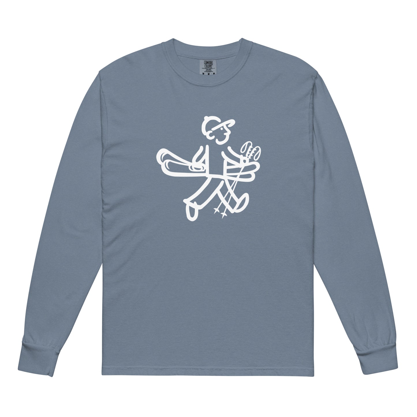 Walking Man goes Skiing White - Garment-Dyed Heavyweight Long-Sleeve T-Shirt