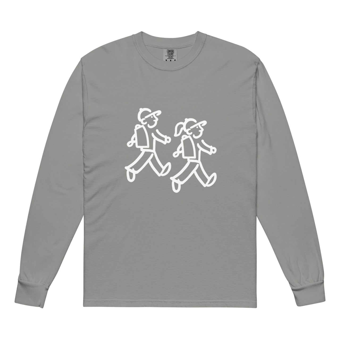 Walking Man and Walking Woman Take A Hike White - Garment-Dyed Heavyweight Long-Sleeve T-Shirt