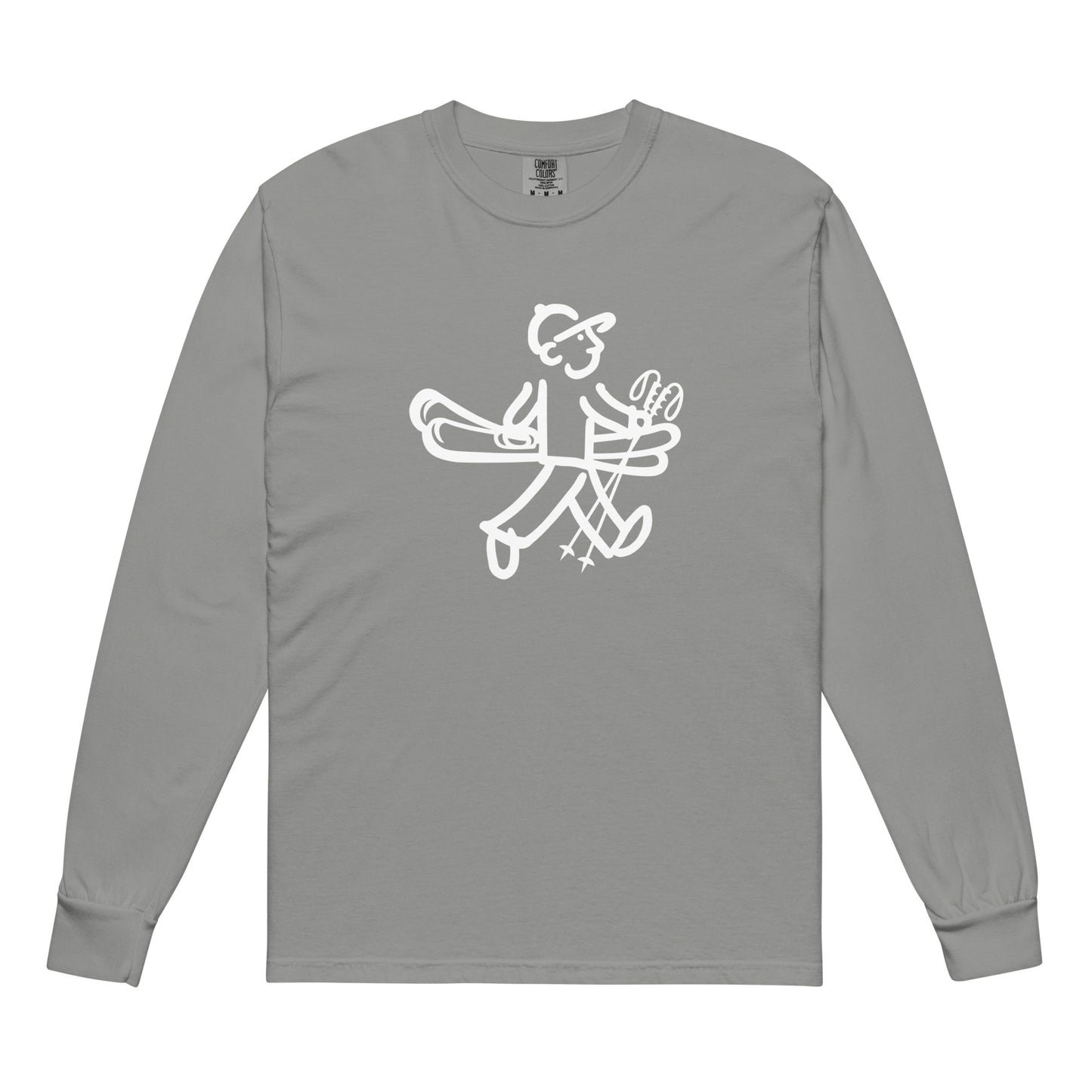 Walking Man goes Skiing White - Garment-Dyed Heavyweight Long-Sleeve T-Shirt