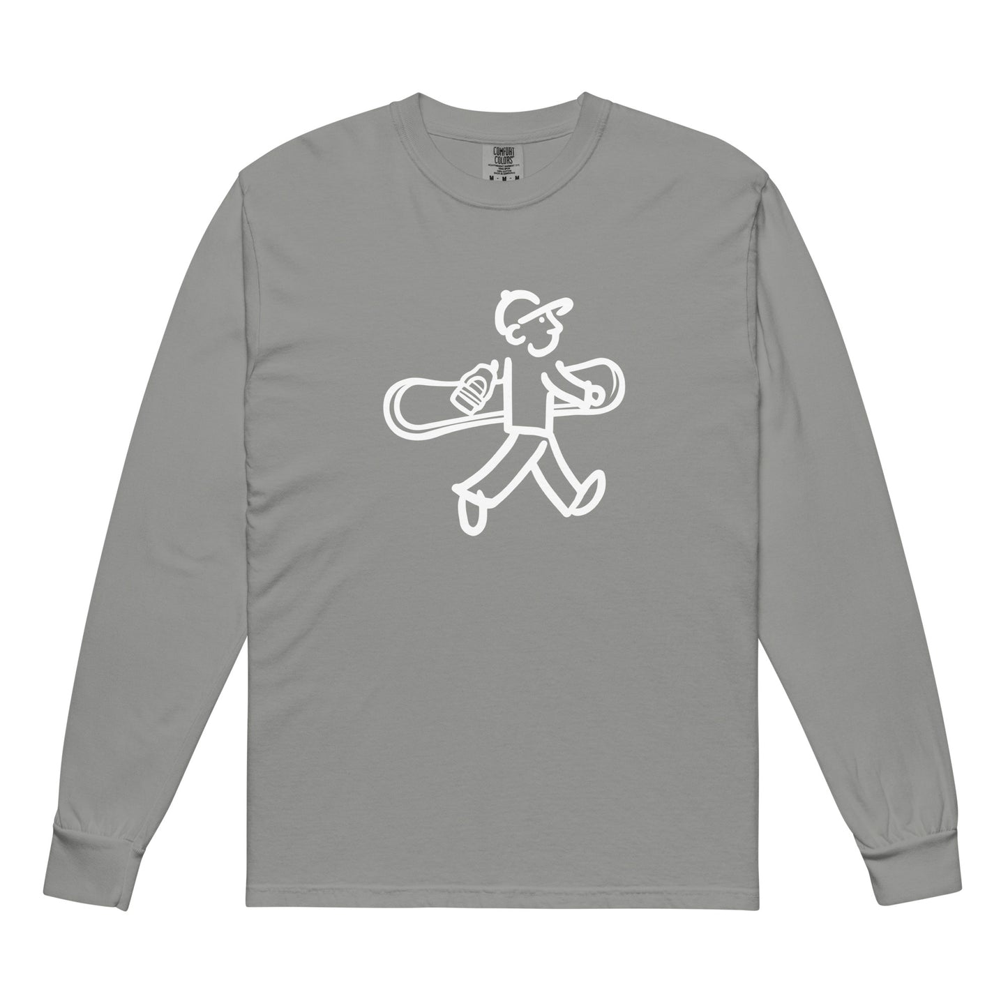 Walking Man goes Snowboarding White - Garment-Dyed Heavyweight Long-Sleeve T-Shirt