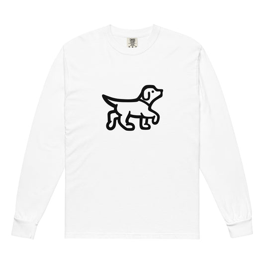 Walking Dog Black - Garment-Dyed Heavyweight Long-Sleeve T-Shirt