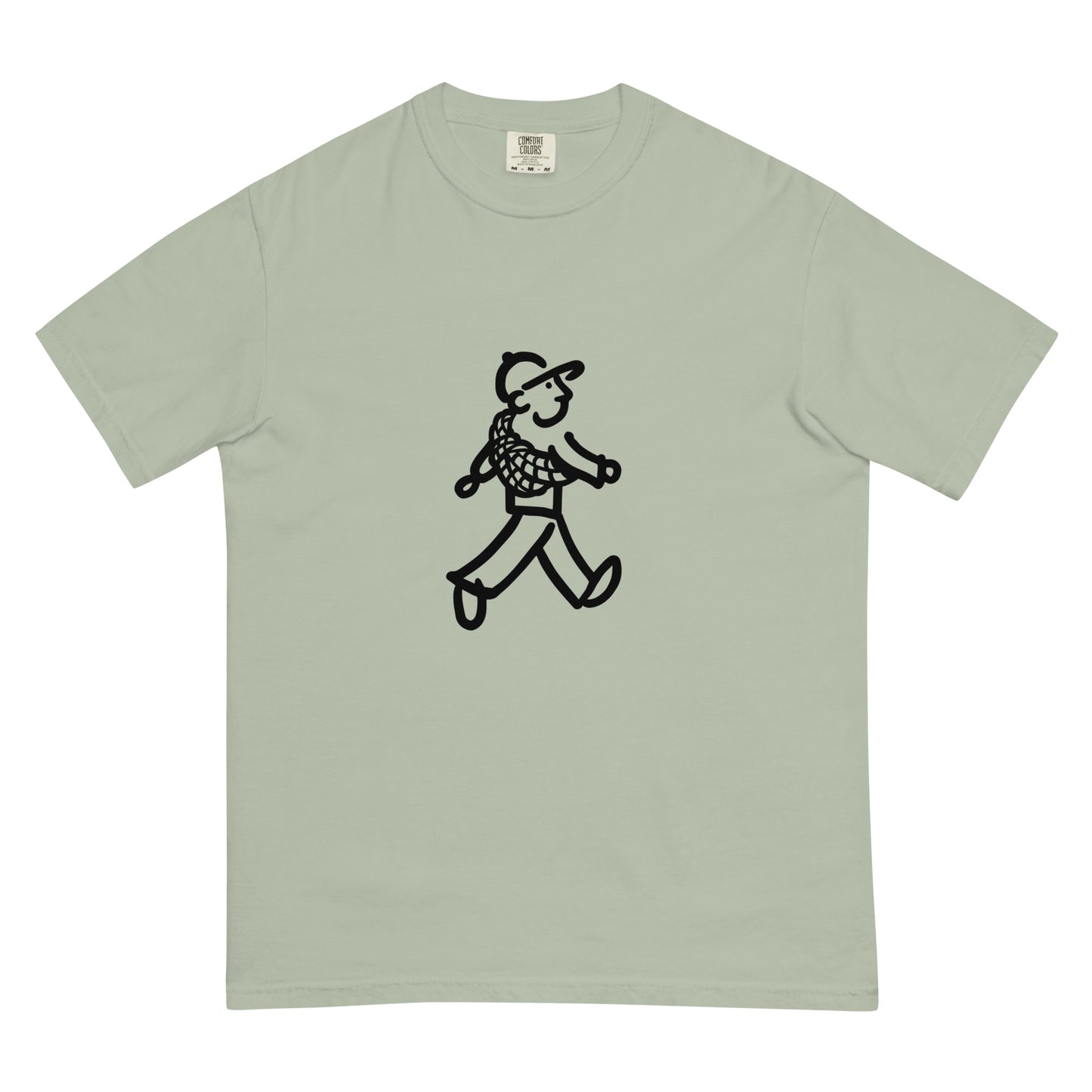 Walking Man goes Climbing Black - Unisex Garment-Dyed Heavyweight T-Shirt