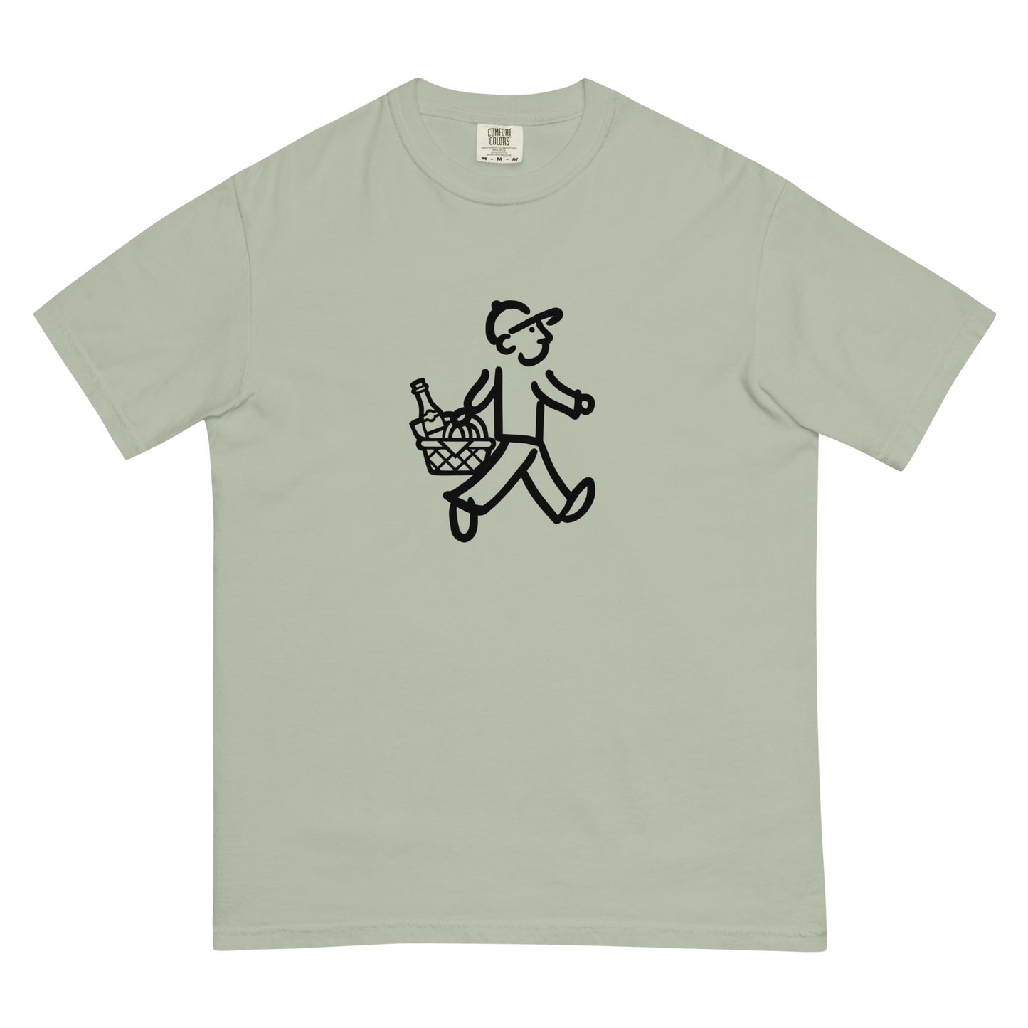 Walking Man goes on a Date Black - Unisex Garment-Dyed Heavyweight T-Shirt