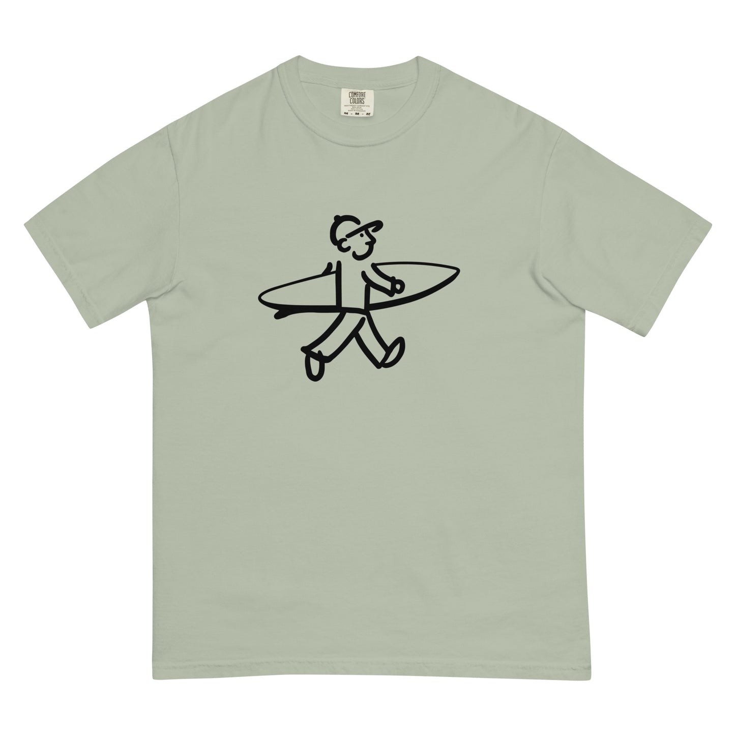 Walking Man goes Surfing Black - Unisex Garment-Dyed Heavyweight T-Shirt