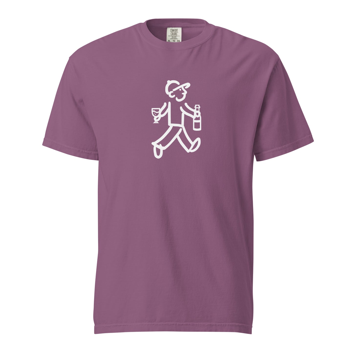 Walking Man goes Wine Tasting White - Unisex Garment-Dyed Heavyweight T-Shirt