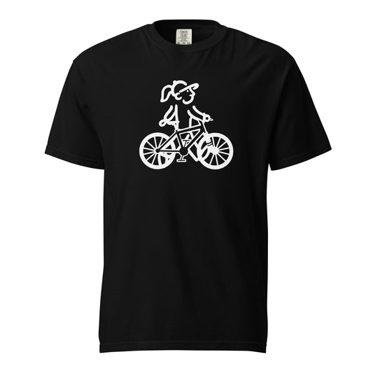 Walking Woman take a Ride White - Unisex Garment-Dyed Heavyweight T-Shirt