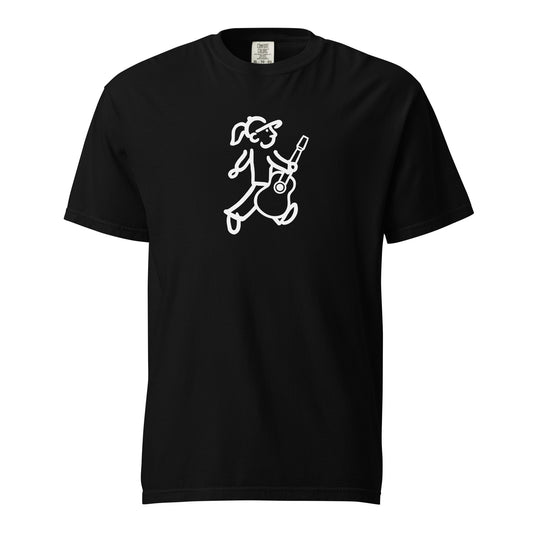 Walking Woman Plays the Guitar White - Unisex Garment-Dyed Heavyweight T-Shirt