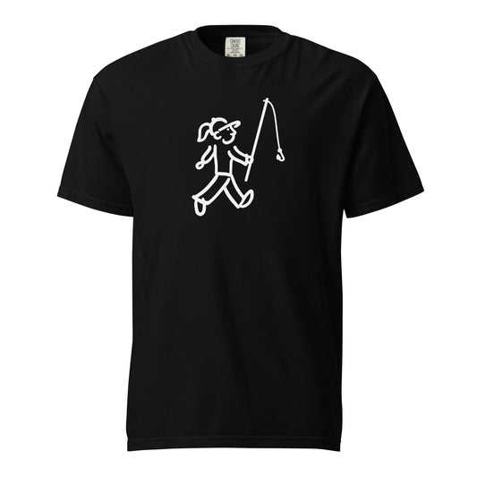 Walking Woman goes Fishing White - Unisex Garment-Dyed Heavyweight T-Shirt