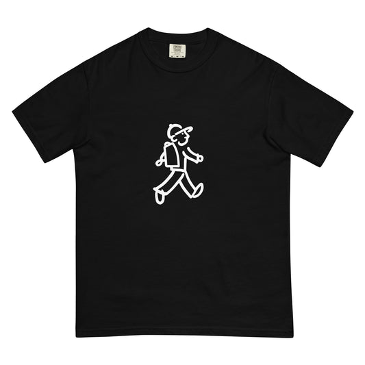 Walking Man takes a Hike White - Unisex Garment-Dyed Heavyweight T-Shirt