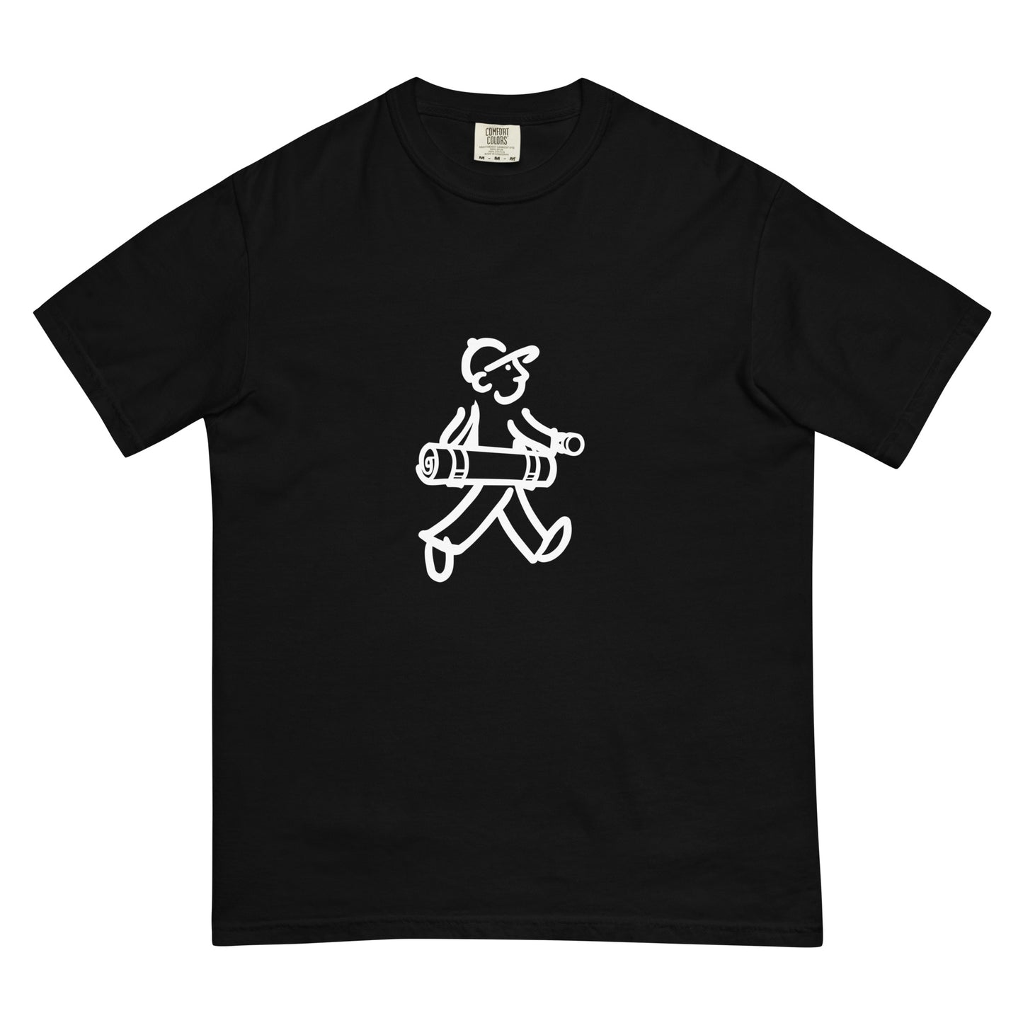 Walking Man does Yoga White - Unisex Garment-Dyed Heavyweight T-Shirt