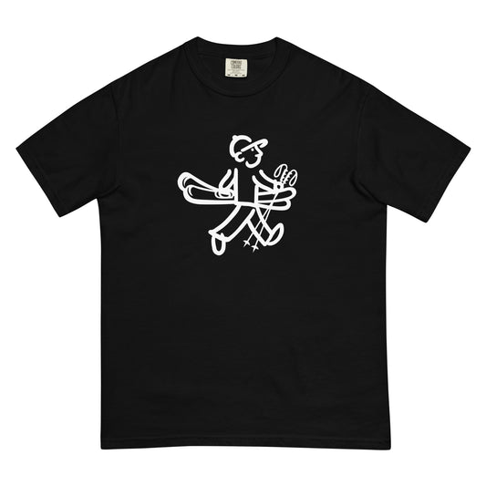 Walking Man goes Skiing White - Unisex Garment-Dyed Heavyweight T-Shirt