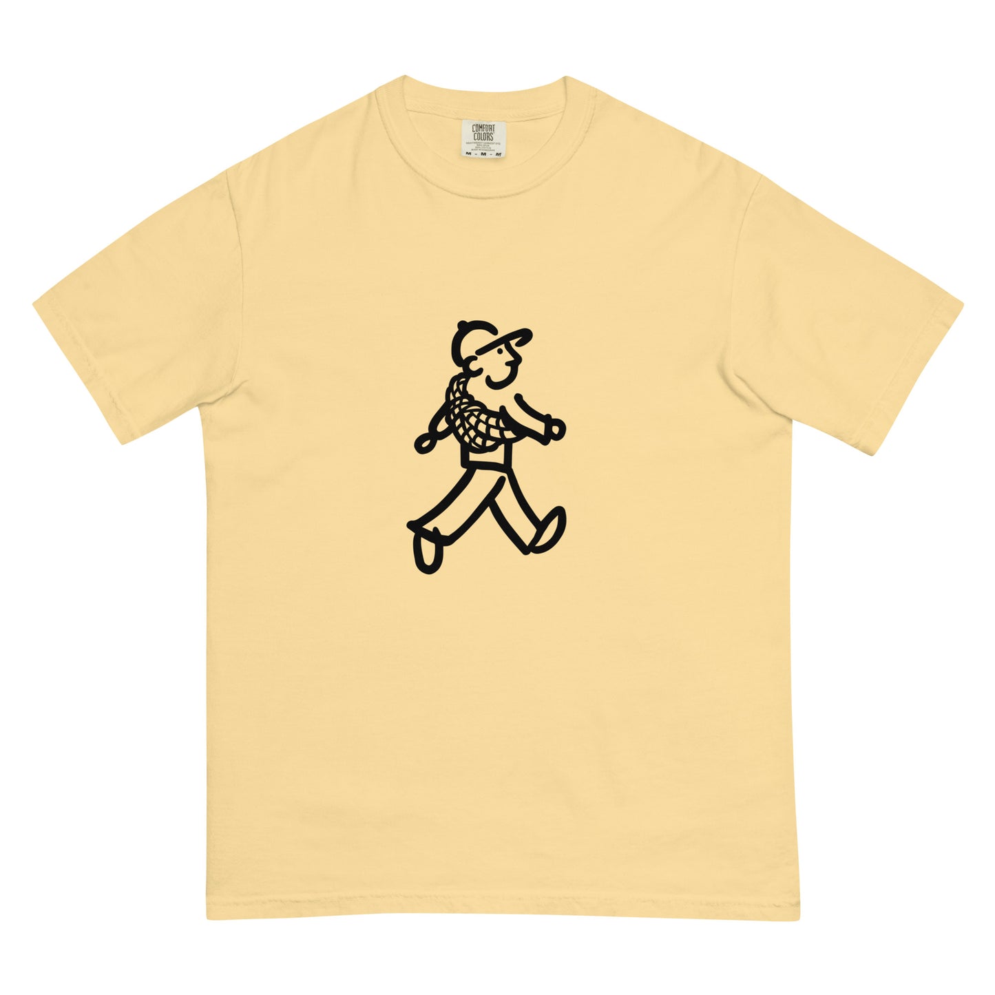 Walking Man goes Climbing Black - Unisex Garment-Dyed Heavyweight T-Shirt