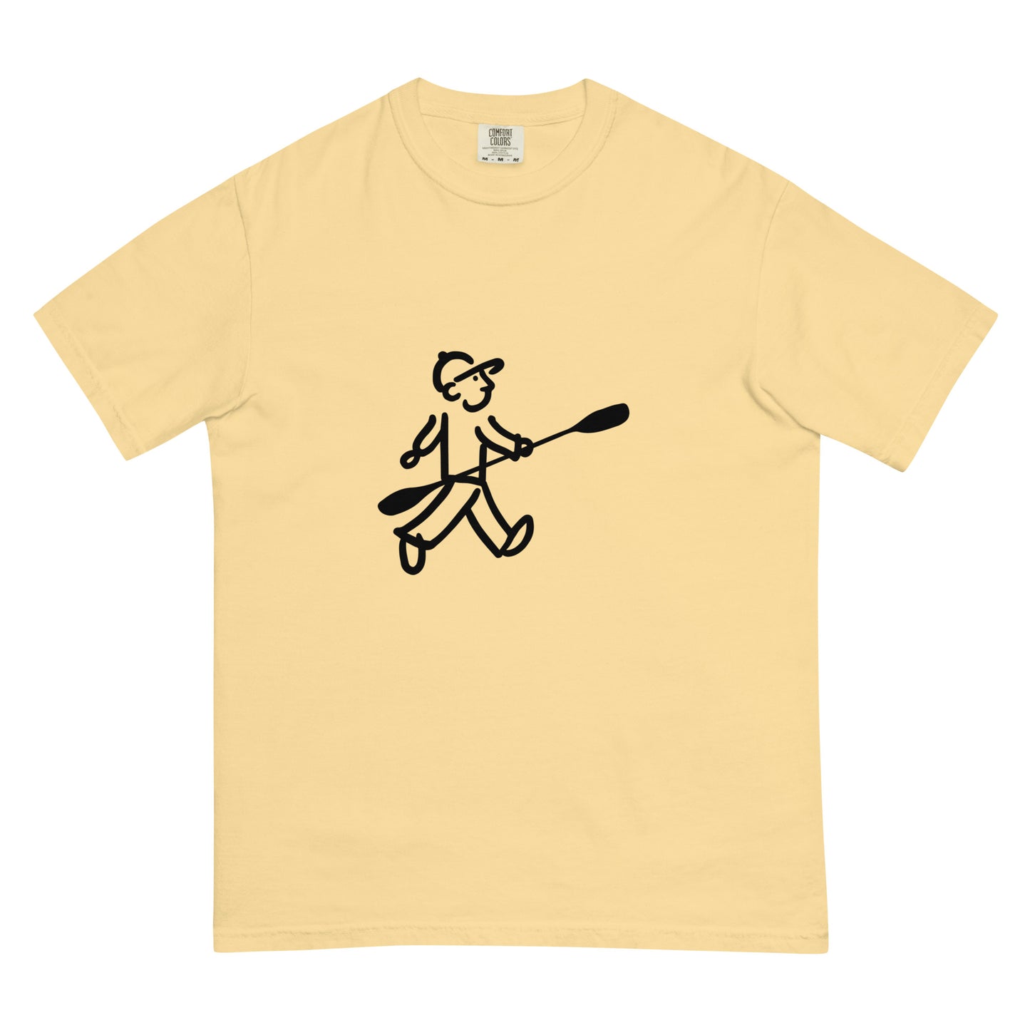 Walking Man goes Kayaking Black - Unisex Garment-Dyed Heavyweight T-Shirt