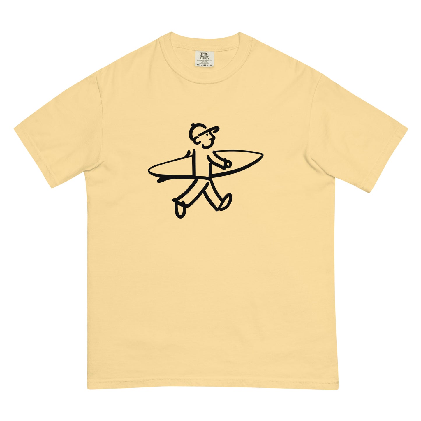 Walking Man goes Surfing Black - Unisex Garment-Dyed Heavyweight T-Shirt