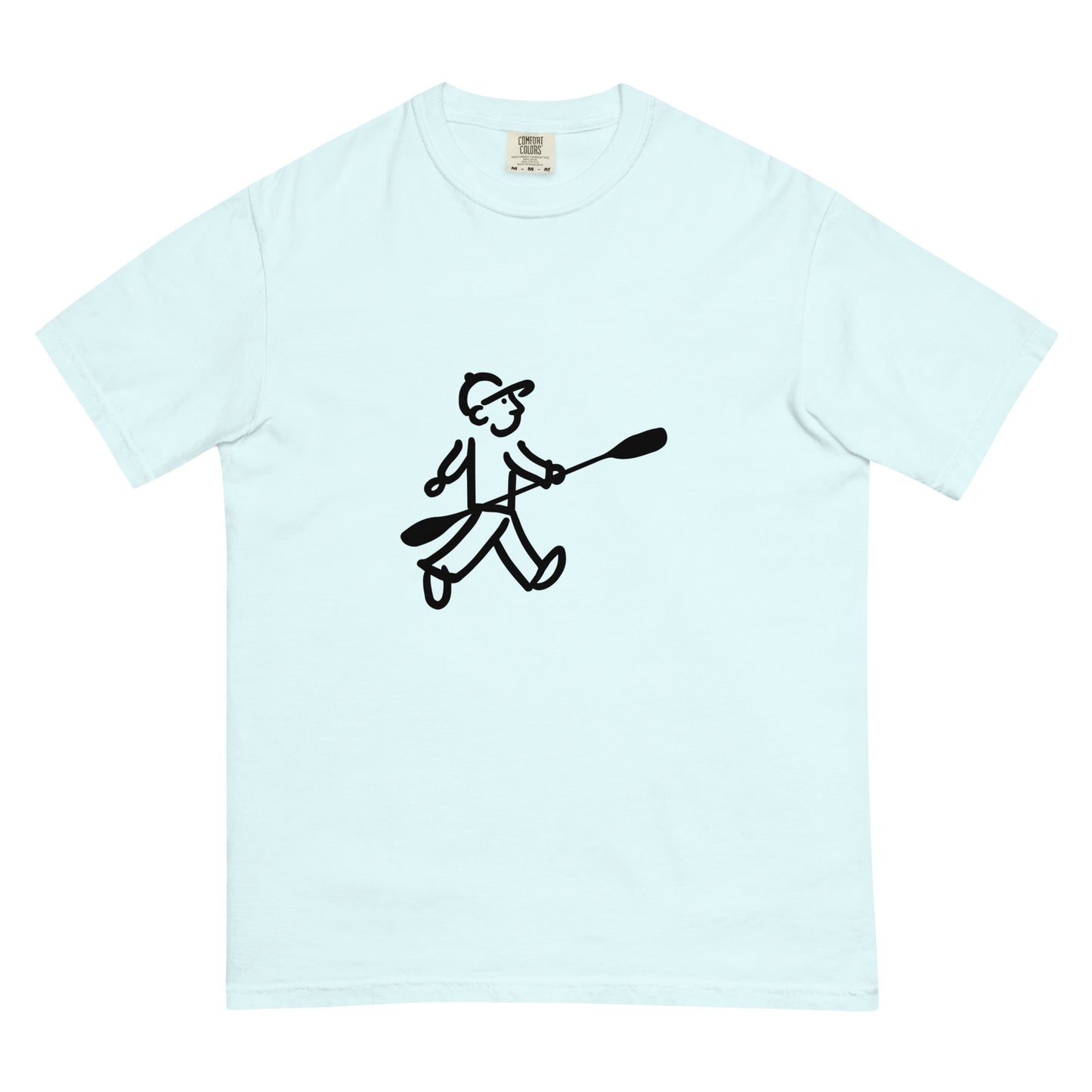 Walking Man goes Kayaking Black - Unisex Garment-Dyed Heavyweight T-Shirt