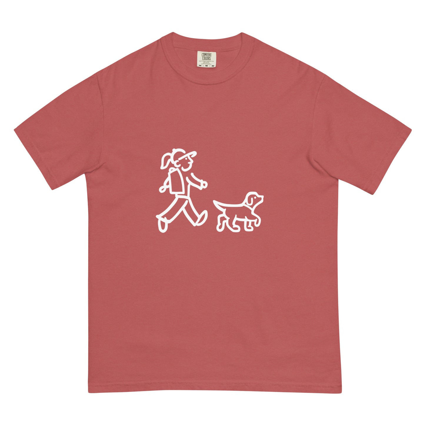 Walking Woman and Walking Dog with No Leash - Unisex garment-dyed heavyweight t-shirt