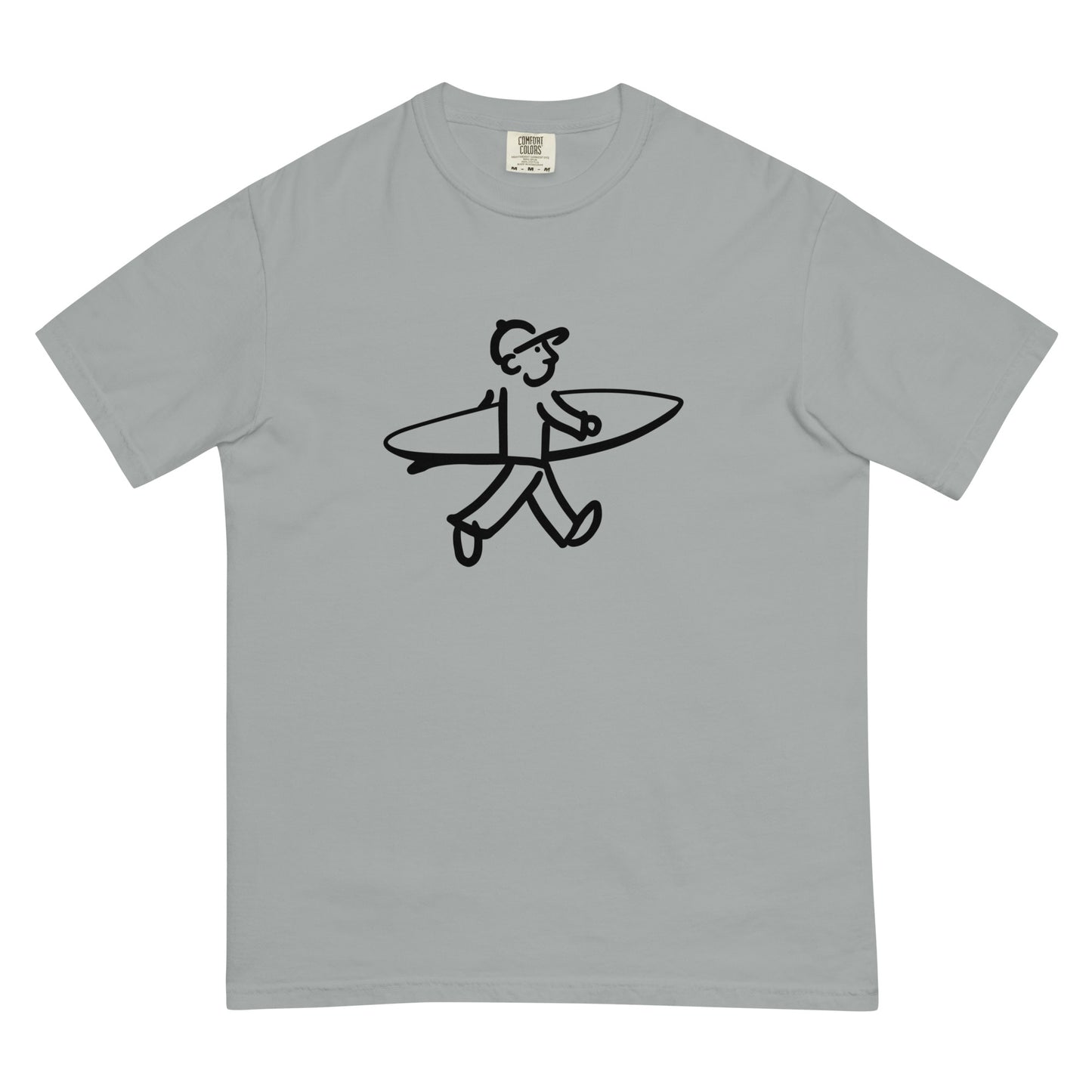 Walking Man goes Surfing Black - Unisex Garment-Dyed Heavyweight T-Shirt