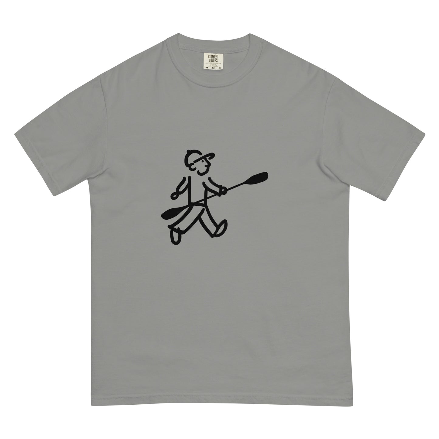 Walking Man goes Kayaking Black - Unisex Garment-Dyed Heavyweight T-Shirt