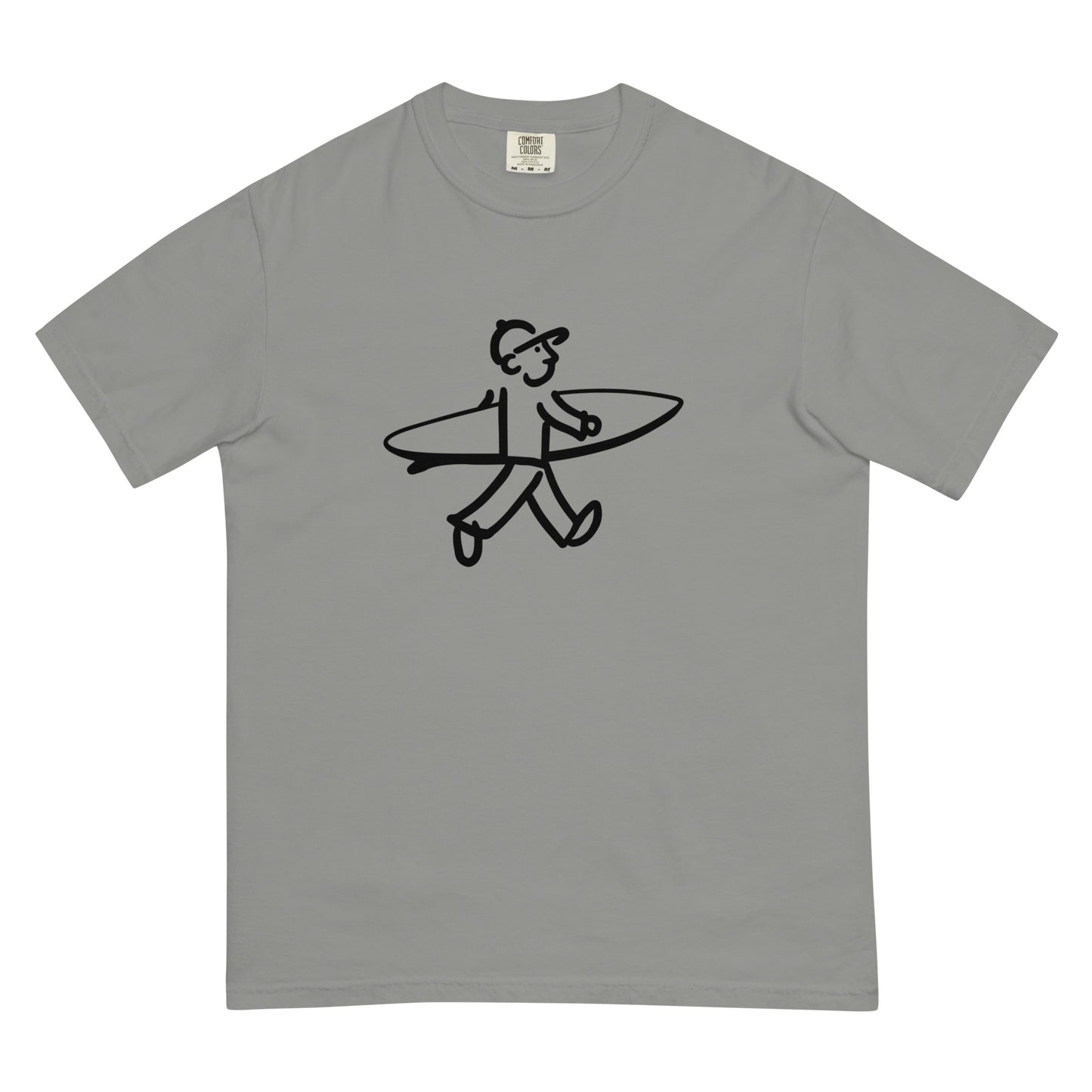 Walking Man goes Surfing Black - Unisex Garment-Dyed Heavyweight T-Shirt