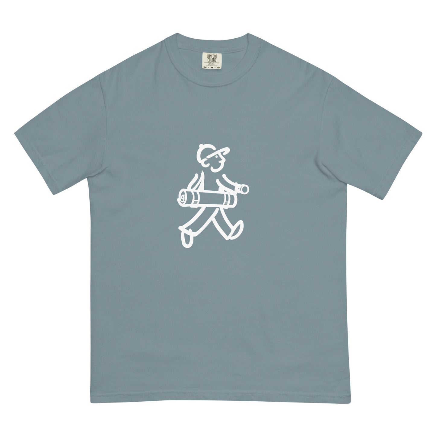 Walking Man does Yoga White - Unisex Garment-Dyed Heavyweight T-Shirt