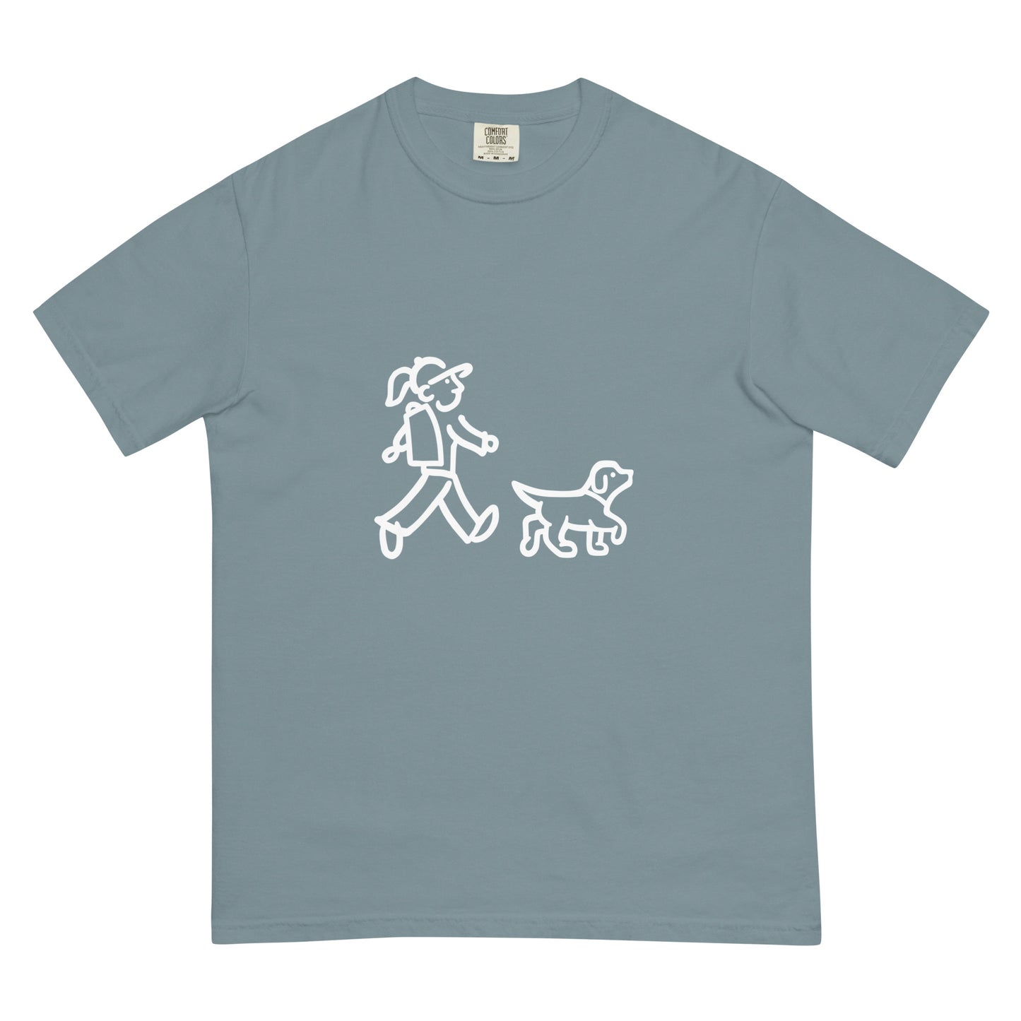 Walking Woman and Walking Dog with No Leash - Unisex garment-dyed heavyweight t-shirt