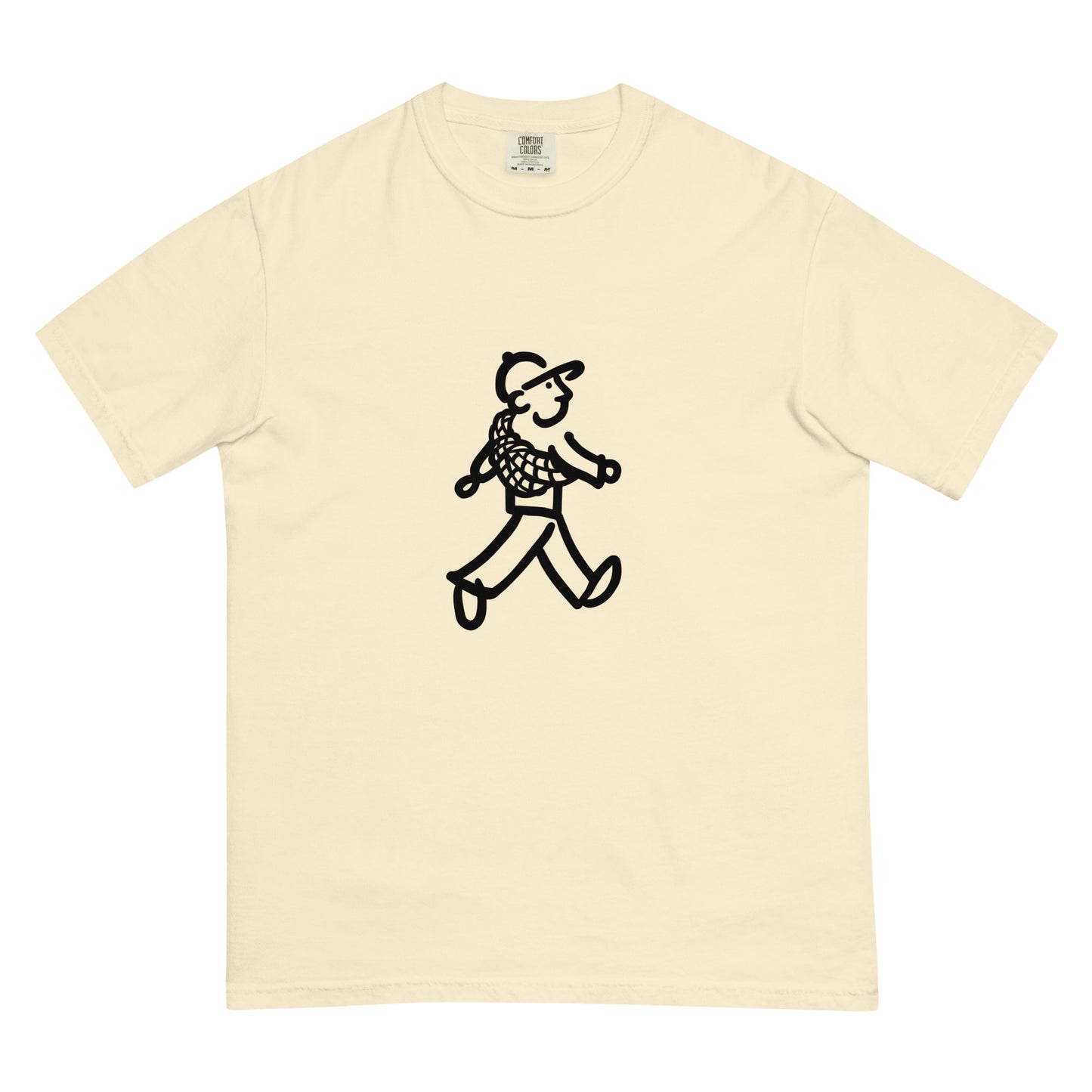 Walking Man goes Climbing Black - Unisex Garment-Dyed Heavyweight T-Shirt