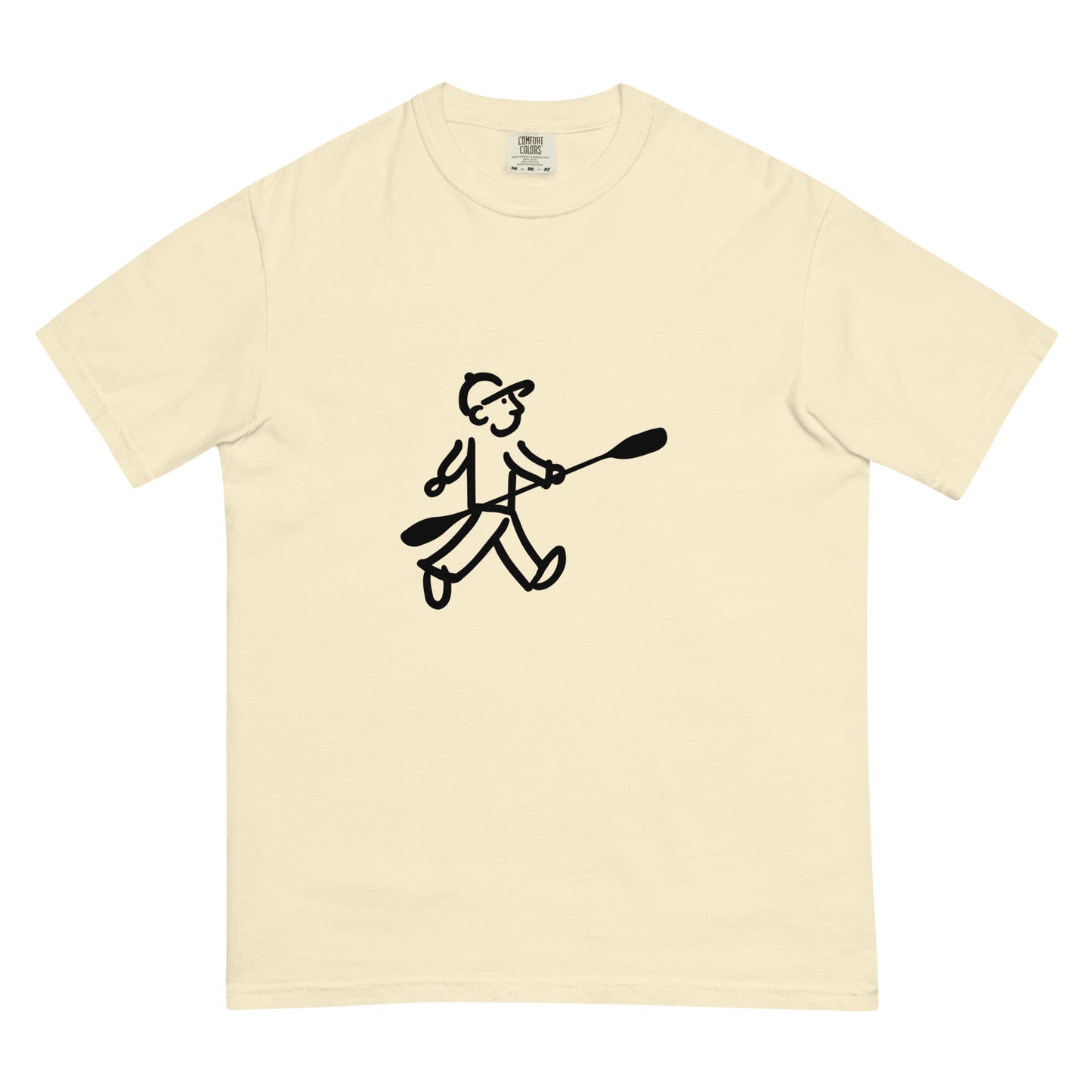 Walking Man goes Kayaking Black - Unisex Garment-Dyed Heavyweight T-Shirt