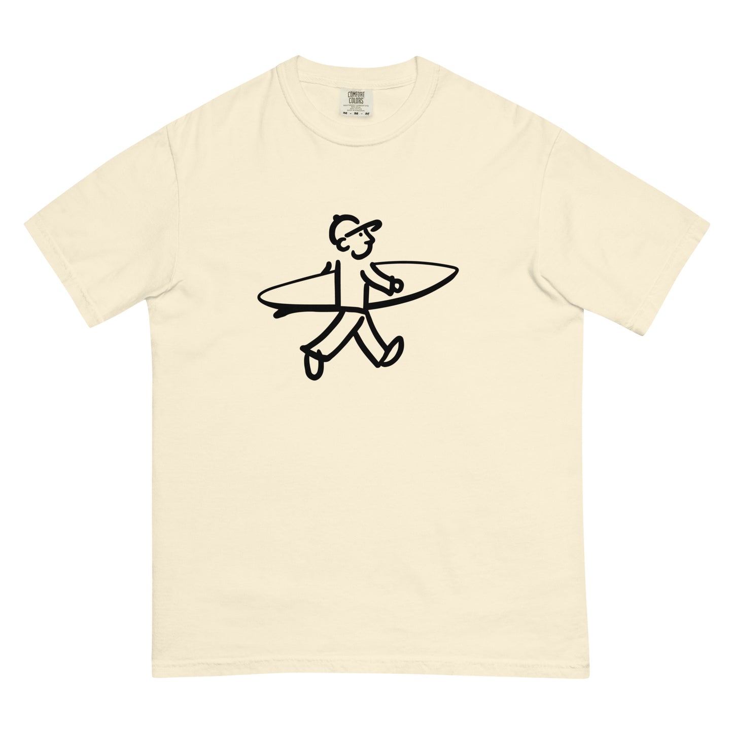 Walking Man goes Surfing Black - Unisex Garment-Dyed Heavyweight T-Shirt