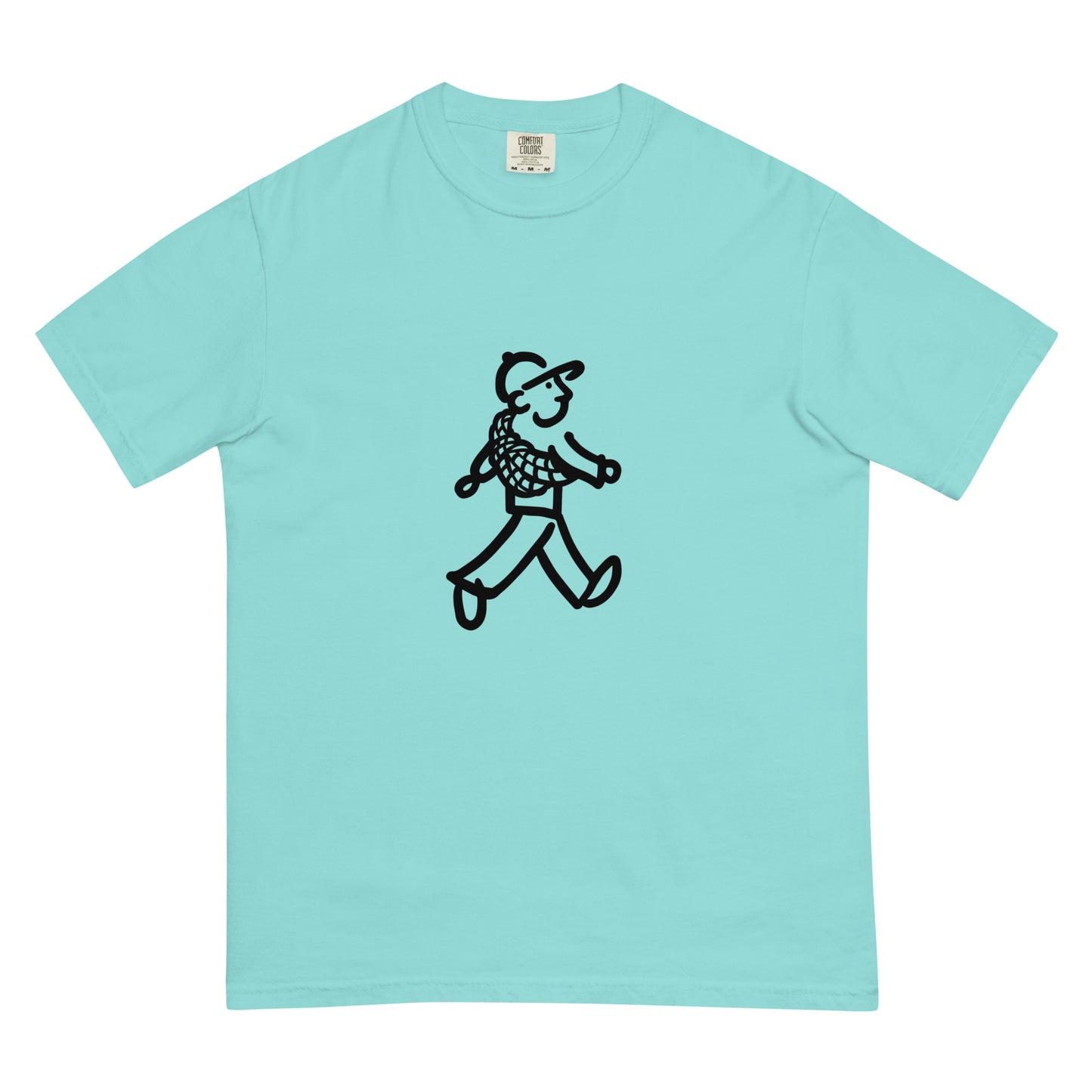 Walking Man goes Climbing Black - Unisex Garment-Dyed Heavyweight T-Shirt