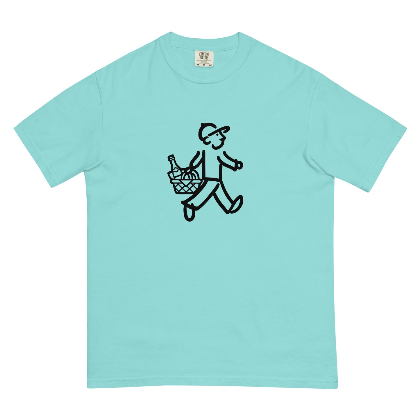 Walking Man goes on a Date Black - Unisex Garment-Dyed Heavyweight T-Shirt