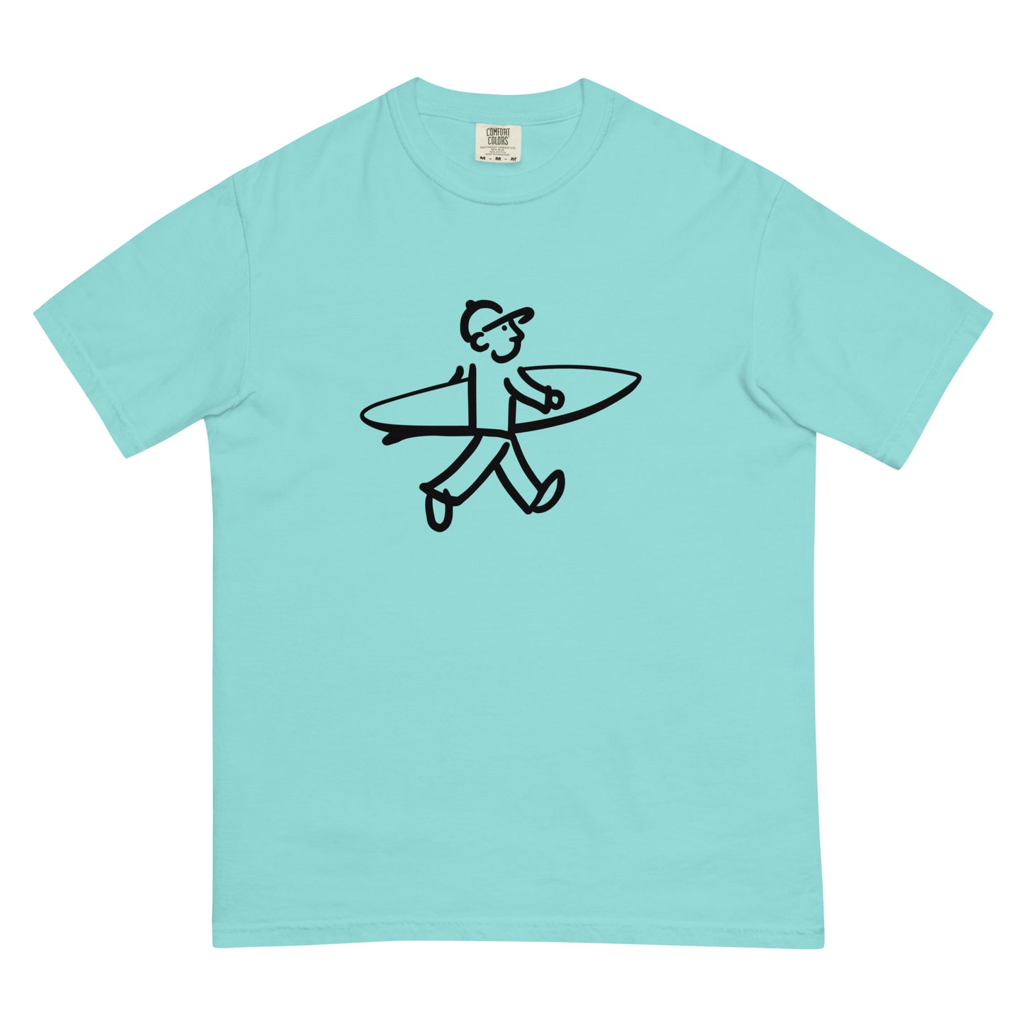 Walking Man goes Surfing Black - Unisex Garment-Dyed Heavyweight T-Shirt