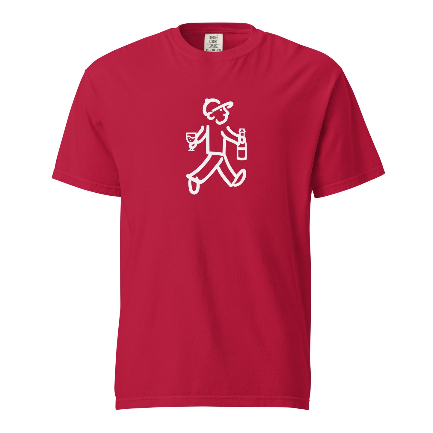 Walking Man goes Wine Tasting White - Unisex Garment-Dyed Heavyweight T-Shirt