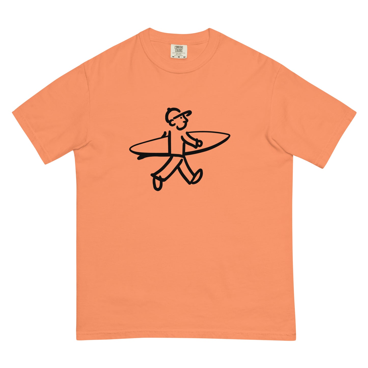 Walking Man goes Surfing Black - Unisex Garment-Dyed Heavyweight T-Shirt